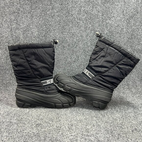 Sorel Winter Snow Boots Youth Size 5 Black Rubber Waterproof Outdoor Adventure - Picture 7 of 11